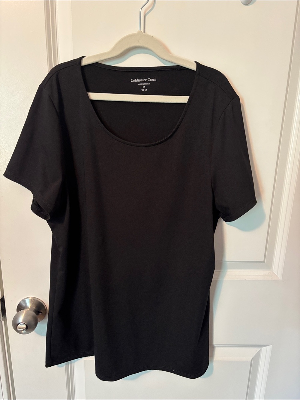 Coldwater Creek Black Scoop Neck Short Sleeve Tee - Classic Fit